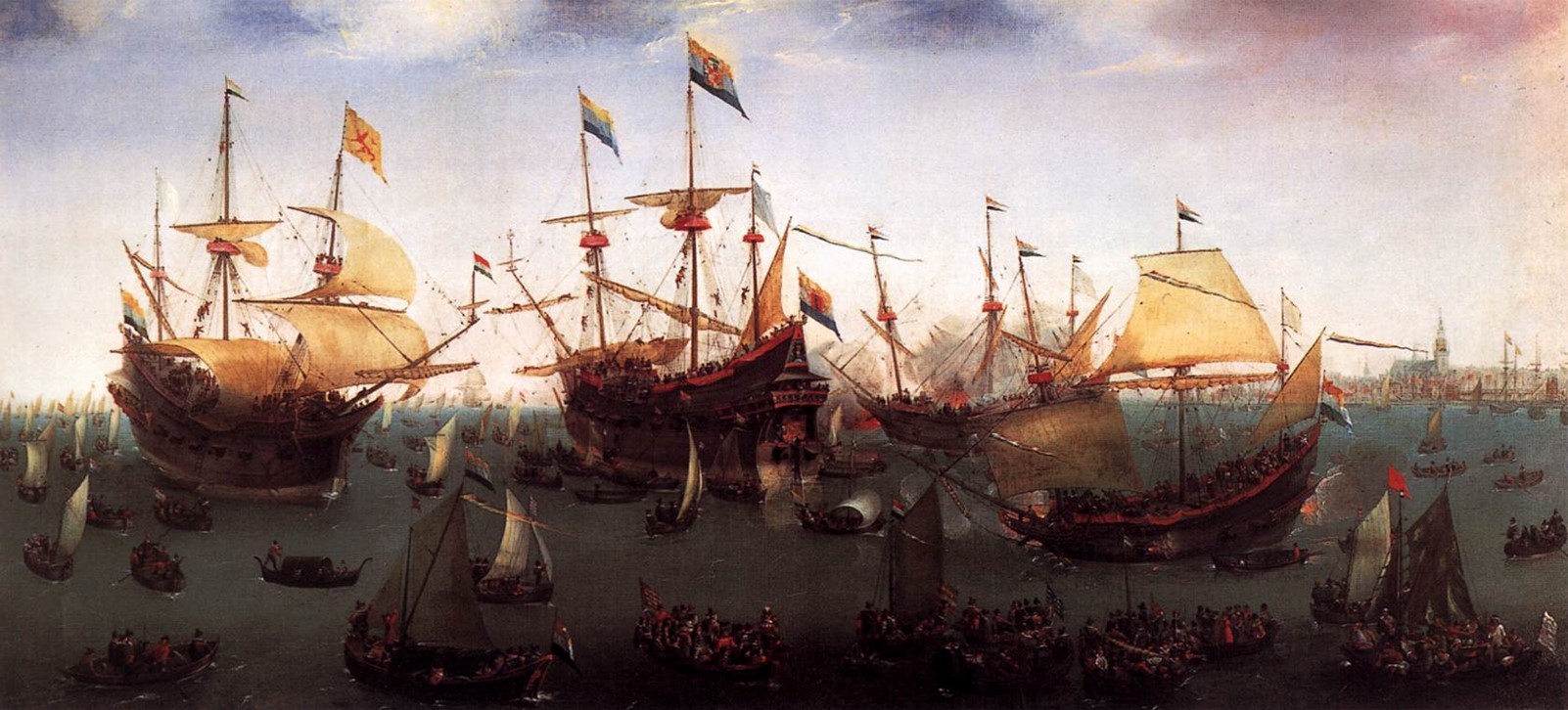 Cornelis Hendriksz Wroom'un “İkinci Doğu Hint Adaları Seferinden Amsterdam’a Dönüş” resmi